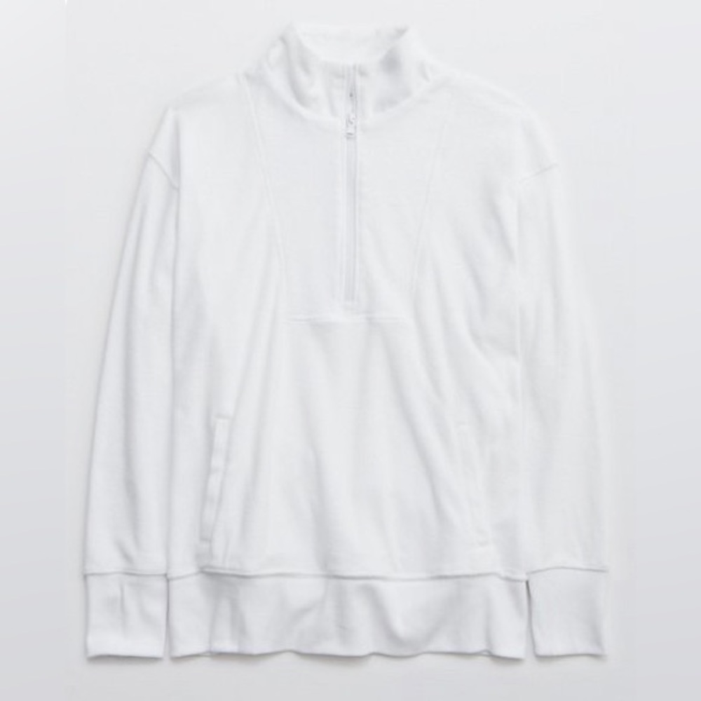 aerie terry quarter zip sweatshirt